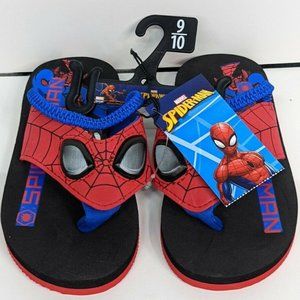 NWT The Amazing Spiderman Slip On Flip Flops Sandals Toddler Boy's Size 9-10